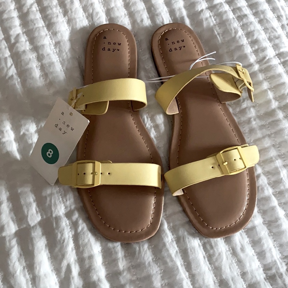 NWT a.new day Flat Yellow Sandals Size 8